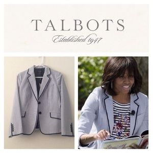 NWT Talbots Pipes Seersucker Blazer